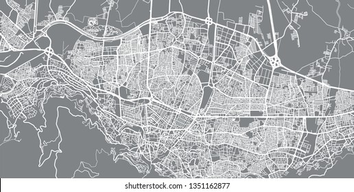 Urban vector city map of Bursa, Turkey