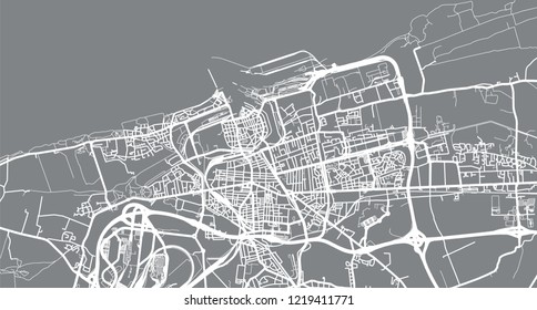 Urban vector city map of Calais, France