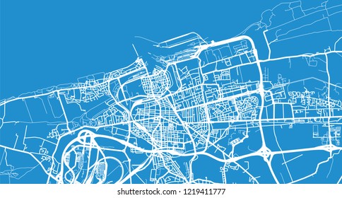 Urban vector city map of Calais, France