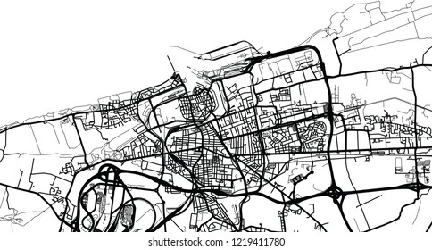 Urban vector city map of Calais, France