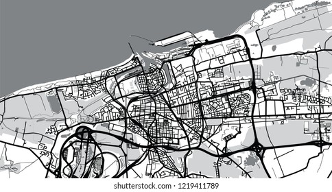 Urban vector city map of Calais, France