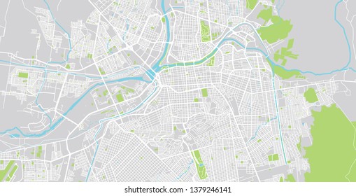 Urban vector city map of Caliacan, Mexico