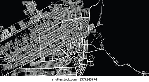 Urban vector city map of Cancun, Mexico