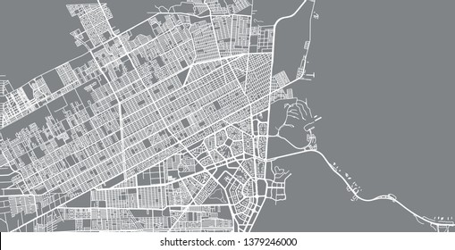 Urban vector city map of Cancun, Mexico