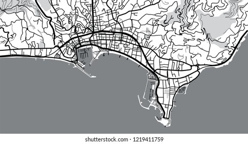 Urban vector city map of Cannes, France