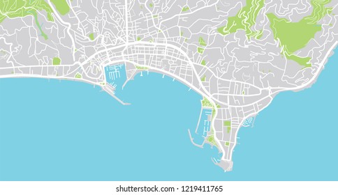 Urban vector city map of Cannes, France