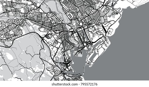 Mapa da cidade de Cardiff, País de Gales