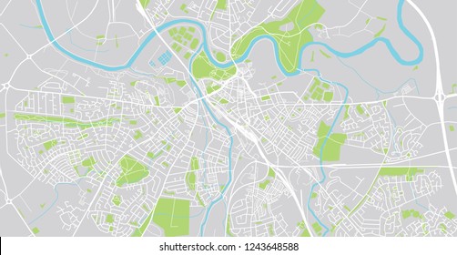 Urban vector city map of Carlise, England