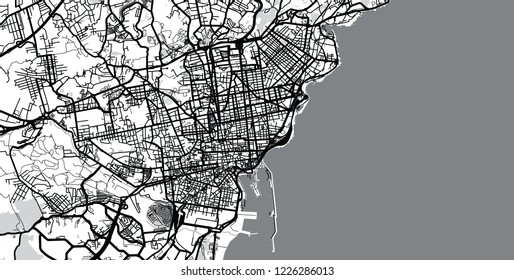 Urban vector city map of Catania, Italy