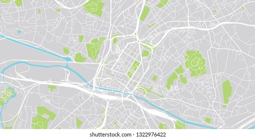 Urban vector city map of Charleroi, Belgium