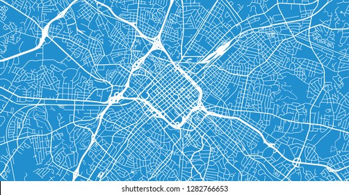 Urban vector city map of Charlotte, North Carolina, United States of America