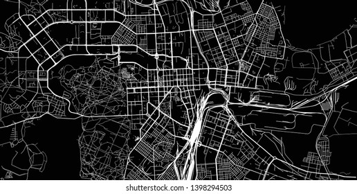 Urban vector city map of chelyabinsk, Russia