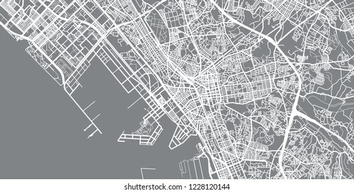 Urban vector city map of Chiba, Japan