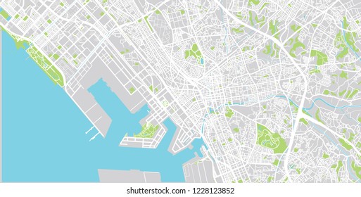 Urban vector city map of Chiba, Japan