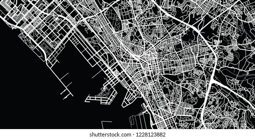 Urban vector city map of Chiba, Japan