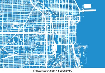 Urban vector city map of Chicago, USA