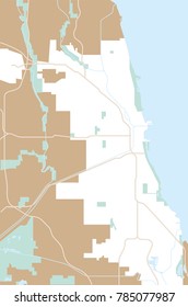 Urban vector city map of Chicago, USA