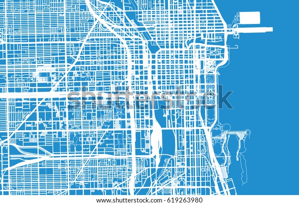 Urban Vector City Map Chicago Usa Stock Vector (Royalty Free) 619263980