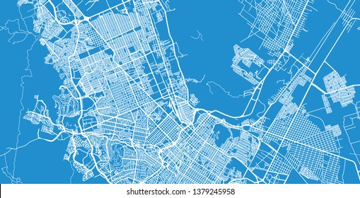 Urban vector city map of Chihuahua, Mexico