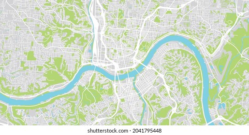 Urban vector city map of Cincinnati, Ohio , United States of America