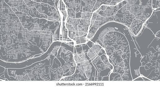 Urban vector city map of Cincinnati, Ohio , United States of America