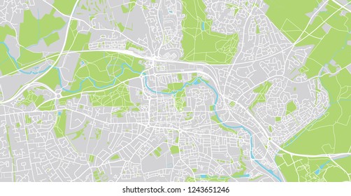 Urban vector city map of Colchester, England