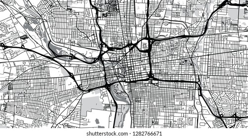 Urban vector city map of Colombus, Ohio, United States of America