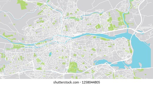 Urban vector city map of Cork, Ireland