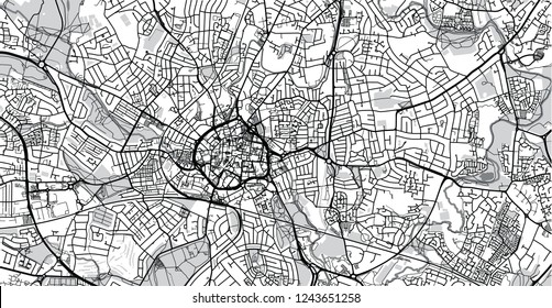 Urban vector city map of Coventry, England