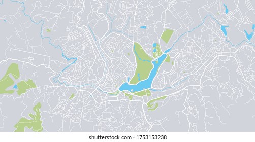 Urban vector city map of Da Lat, Vietnam