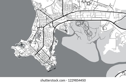 Urban Vector City Map Of Darwin, Australia