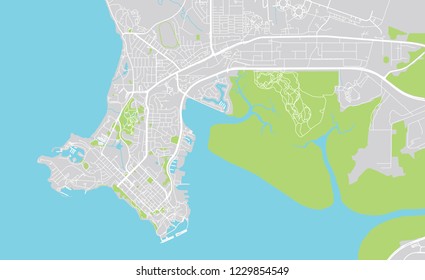 Urban vector city map of Darwin, Australia