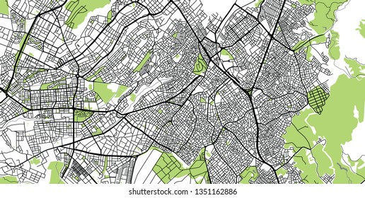 Urban vector city map of Denizli, Turkey