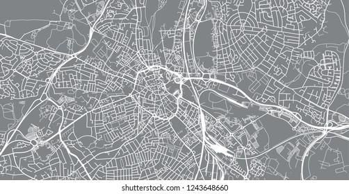 Urban vector city map of Derby, England