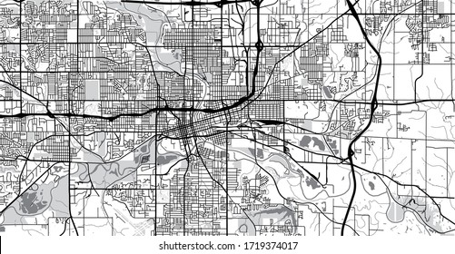 Urban Vector City Map Of Des Moines, USA. Iowa State Capital