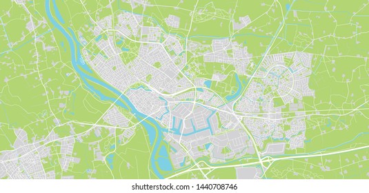 Urban vector city map of Deventer, The Netherlands