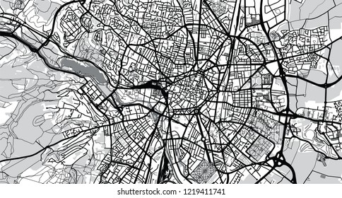 Urban vector city map of Dijon, France