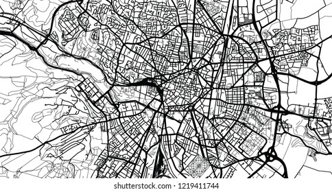 Urban vector city map of Dijon, France