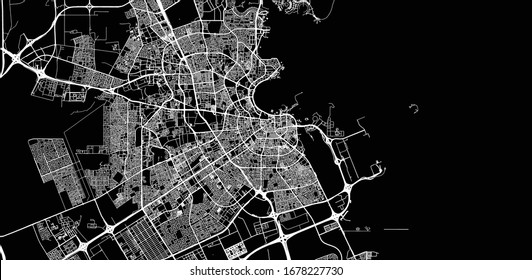 Urban vector city map of Doha, Qatar