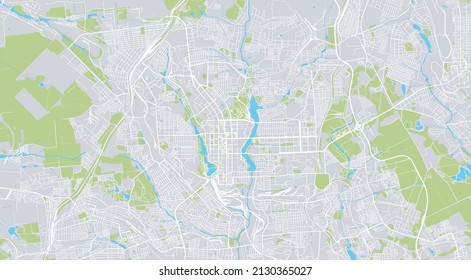 Urban vector city map of Donestsk, Ukraine, Europe