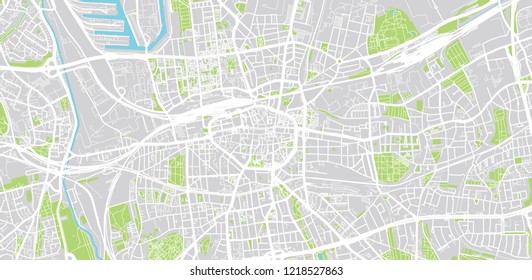 Urban vector city map of Dortmund, Germany