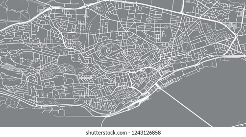 Urban vector city map of Dundee, Scotland