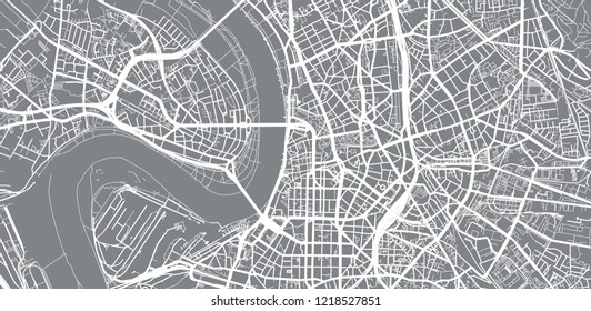 Urban vector city map of Dusseldorf, Germany