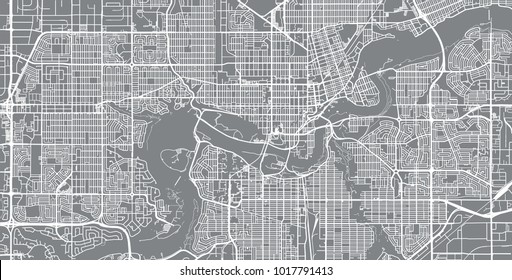 Urban vector city map of Edmonton, Canada