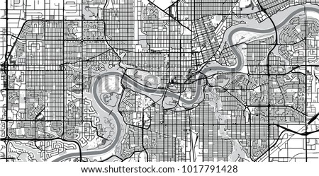 Urban vector city map of Edmonton, Canada