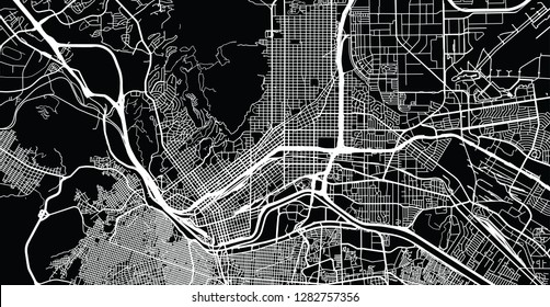 Urban vector city map of El Paso, Texas, United States of America