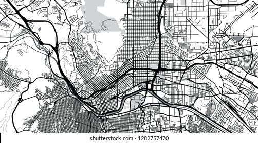 Urban vector city map of El Paso, Texas, United States of America