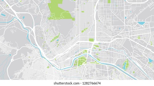 Urban vector city map of El Paso, Texas, United States of America