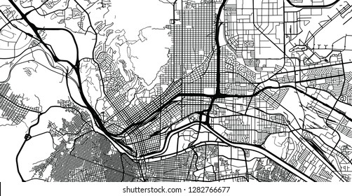 Urban vector city map of El Paso, Texas, United States of America