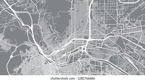 Urban vector city map of El Paso, Texas, United States of America